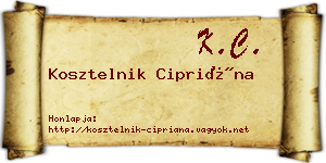 Kosztelnik Cipriána névjegykártya